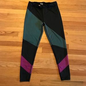 Multi color block long work out leggings